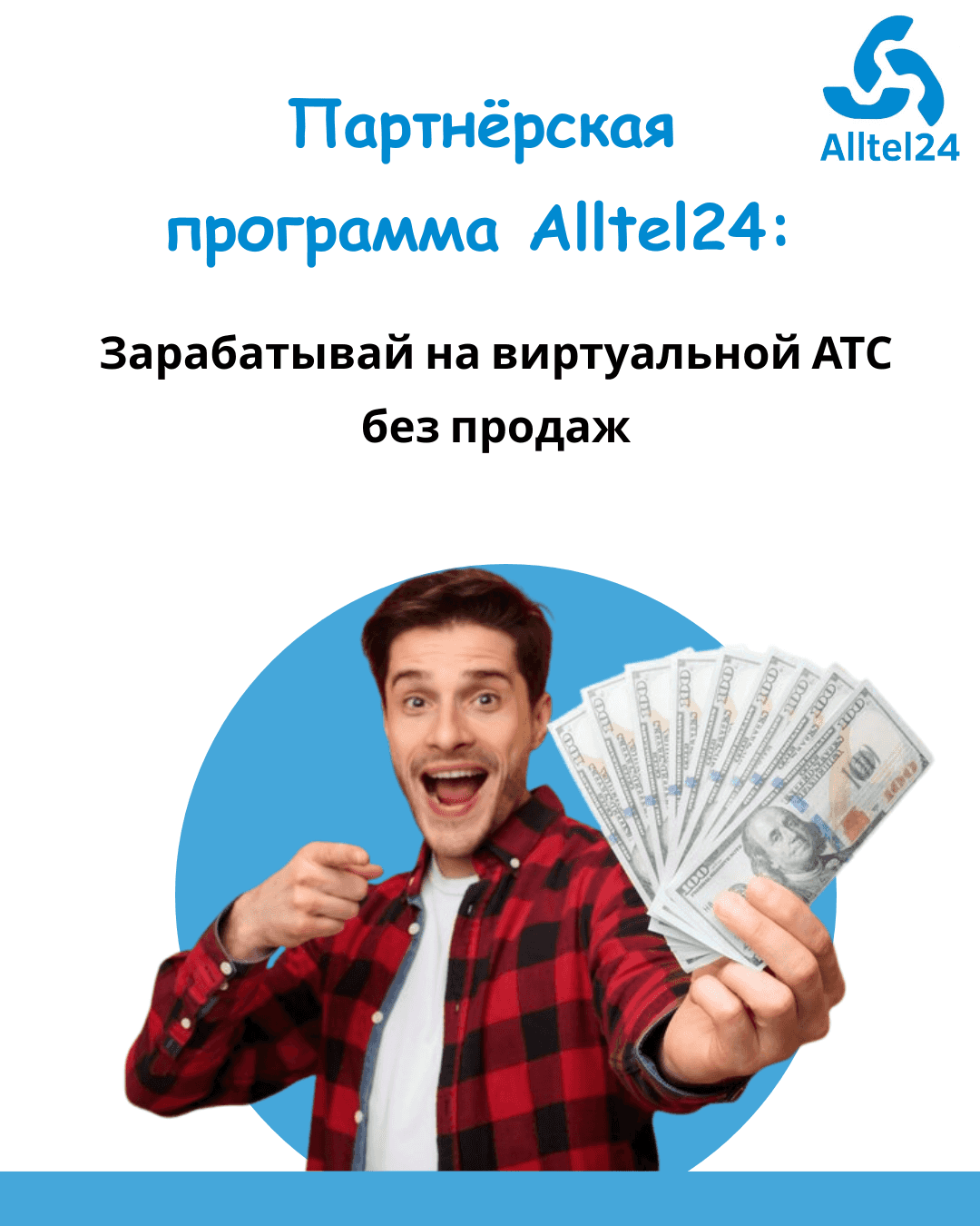 Партнёрская программа Alltel24: зарабатывай на виртуальной АТС без продаж